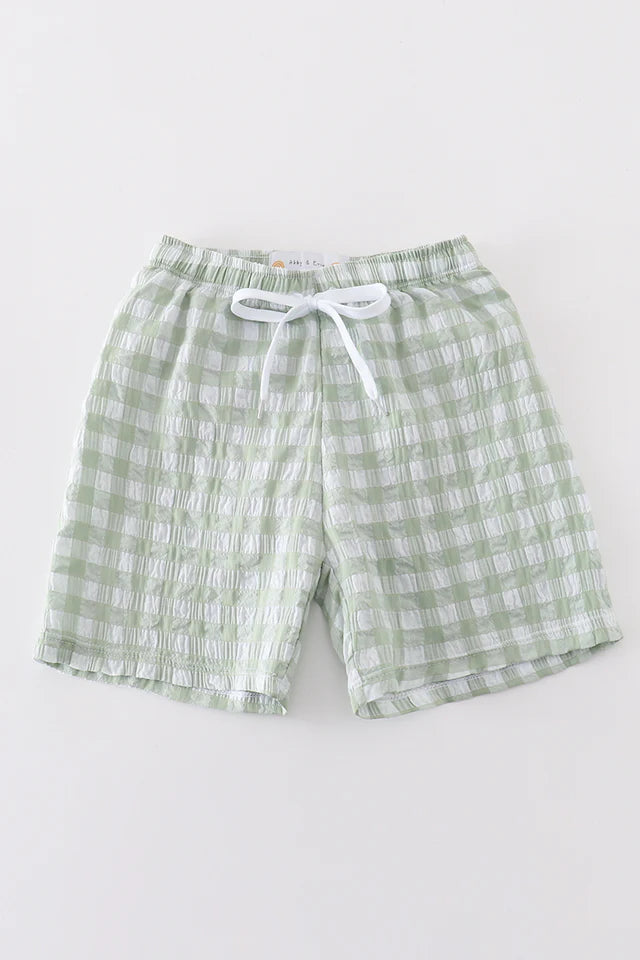 Seersucker Gingham Swim Trunks
