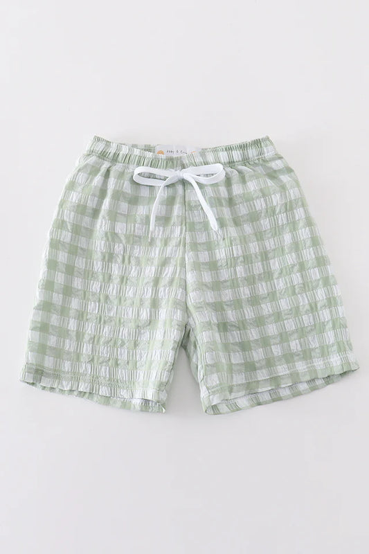 Seersucker Gingham Swim Trunks