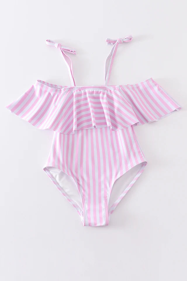 Pink Stripe One Piece Swimsuit