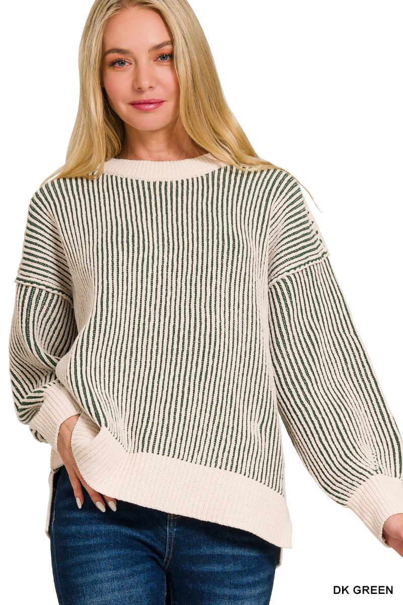 Two-tone Corded Sweater