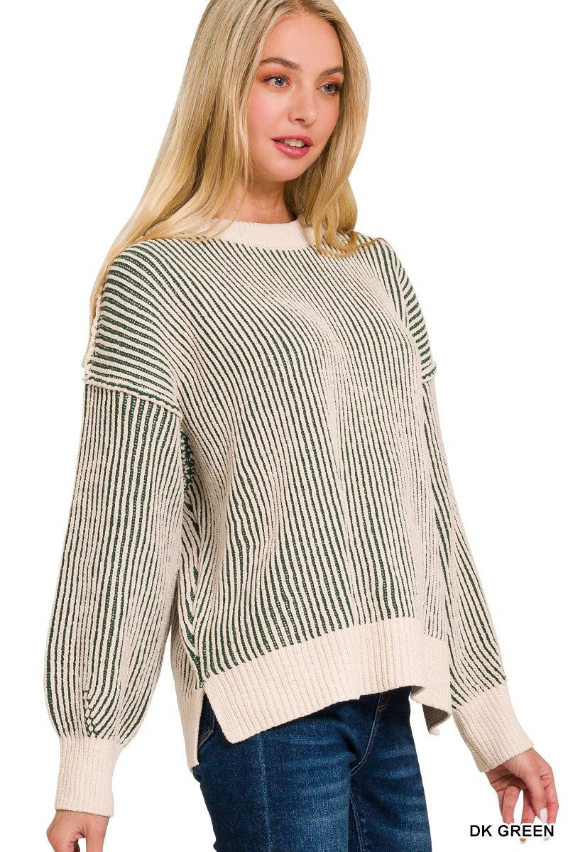 Two-tone Corded Sweater