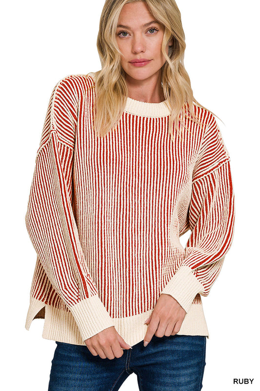 Two-tone Corded Sweater