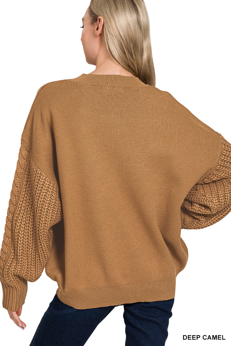 Cable Knit Sleeve Sweater