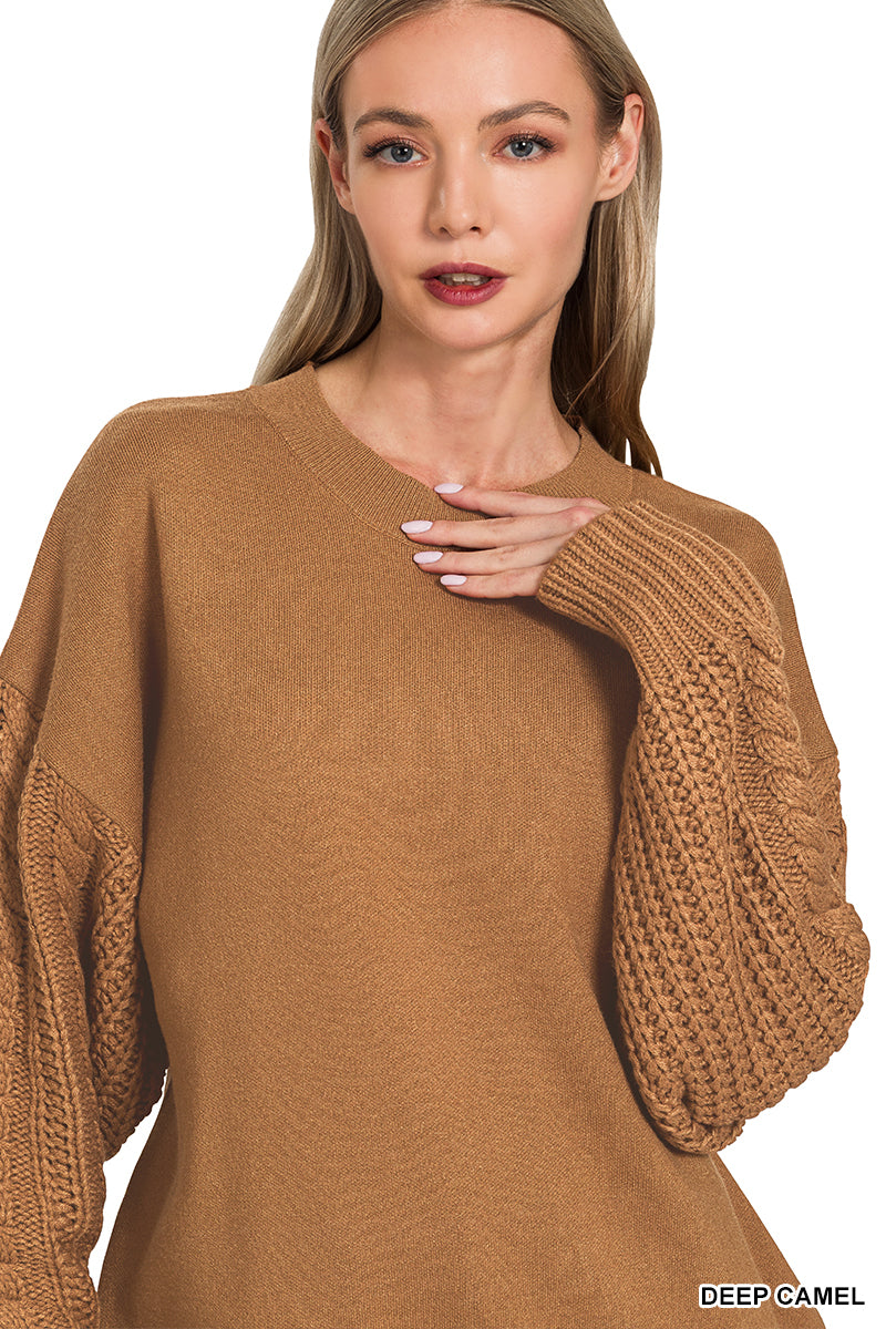 Cable Knit Sleeve Sweater