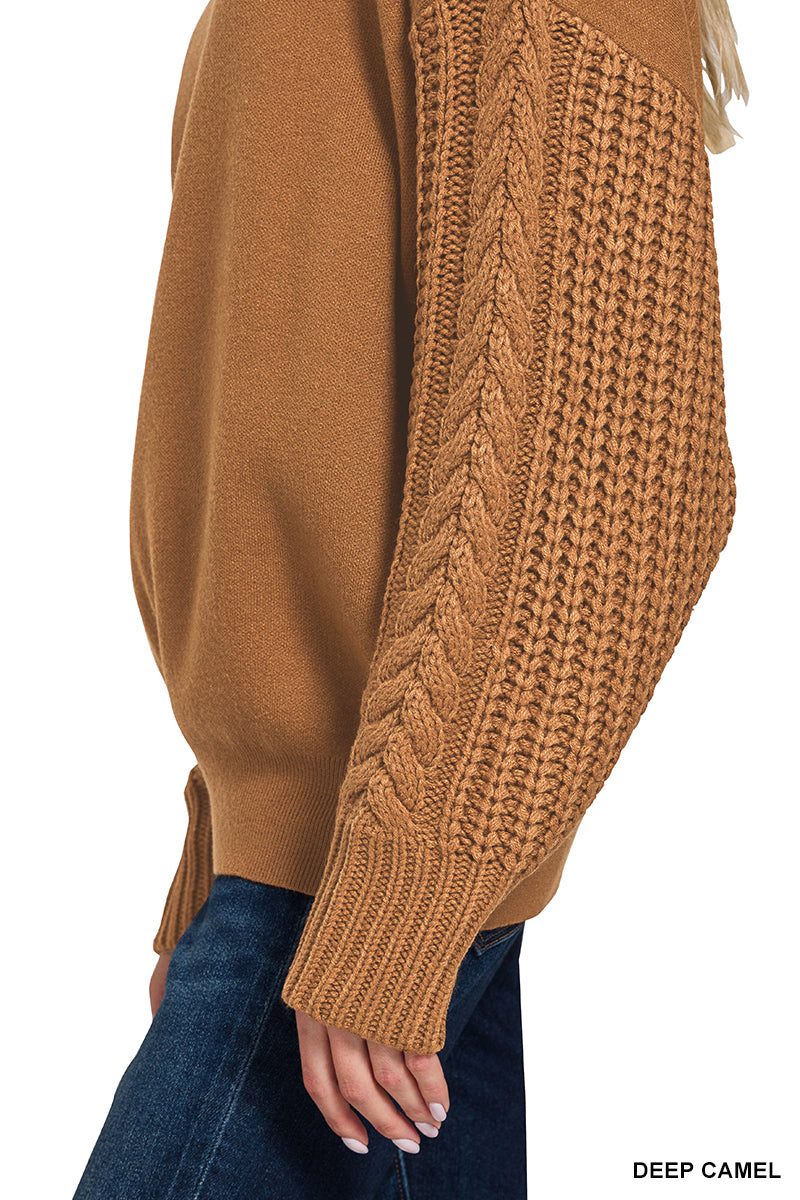 Cable Knit Sleeve Sweater