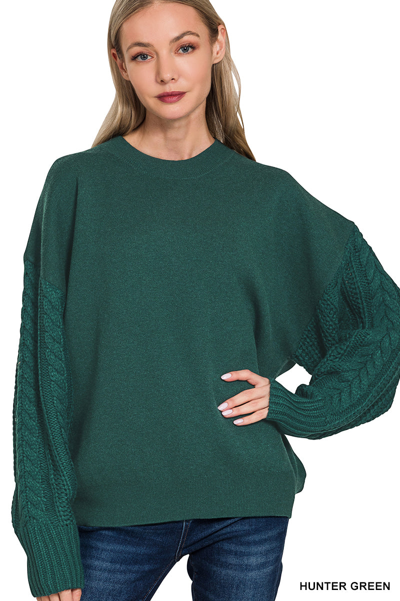 Cable Knit Sleeve Sweater