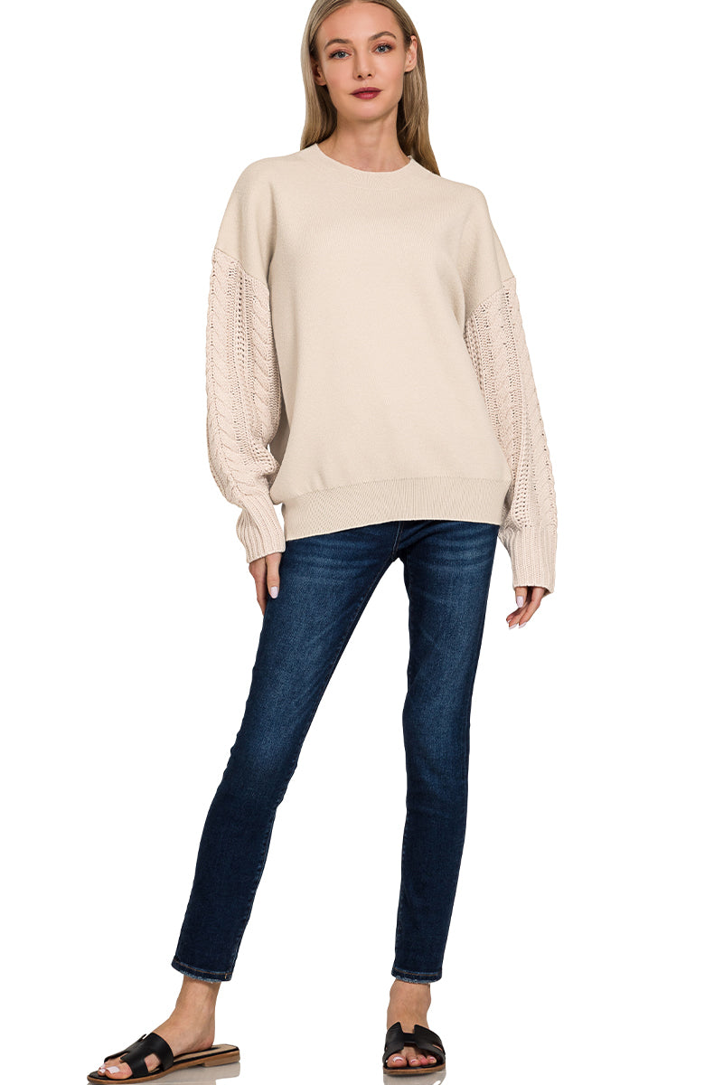 Cable Knit Sleeve Sweater