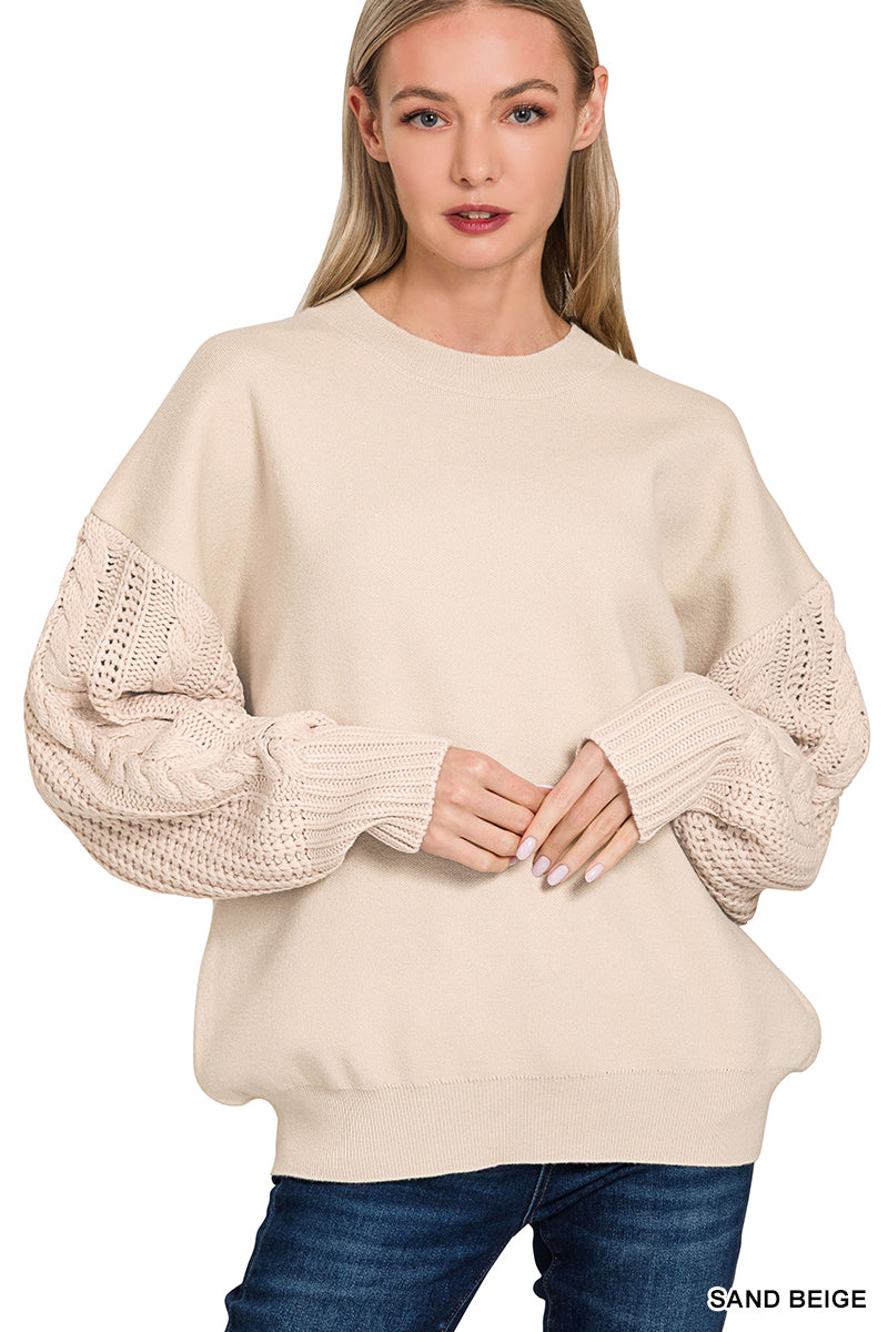 Cable Knit Sleeve Sweater