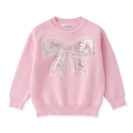Sparkle Bow Sweater - Pink