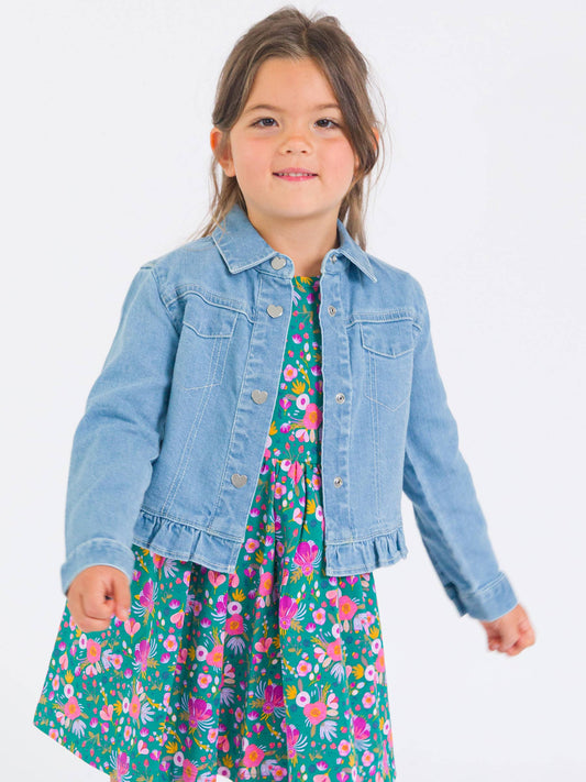 Girls Ruffle Denim Jacket
