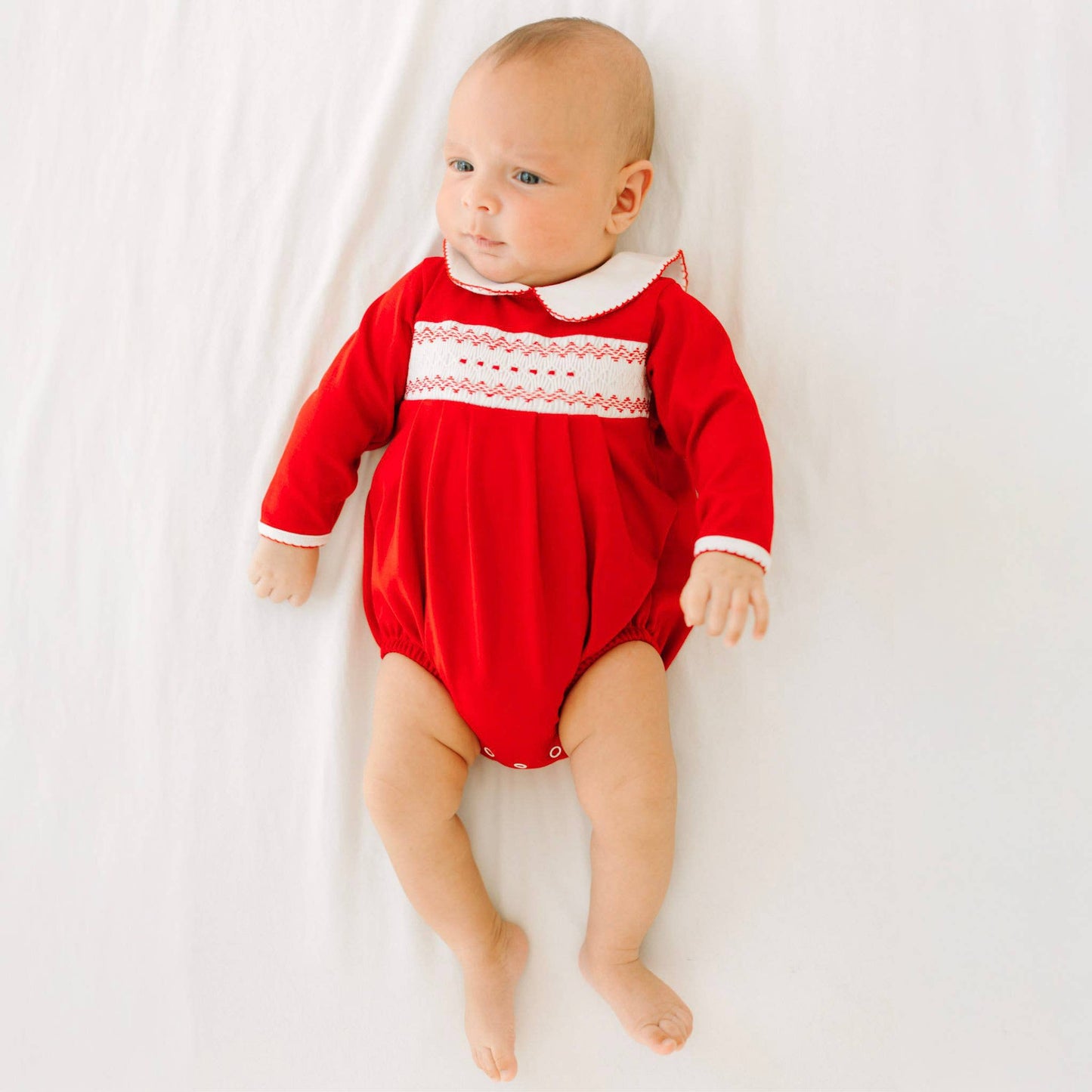 Chris Classics Smocked Long Sleeve Unisex Bubble - Red
