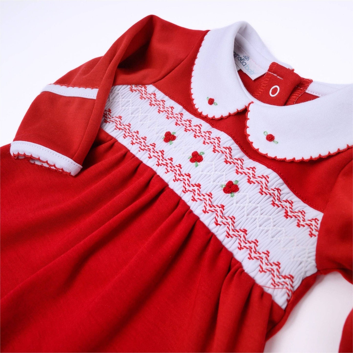 Eve Classics Smocked Girl Footie - Red