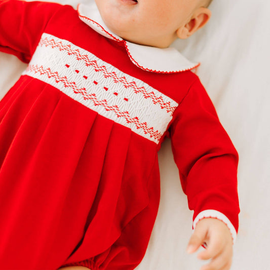 Chris Classics Smocked Long Sleeve Unisex Bubble - Red