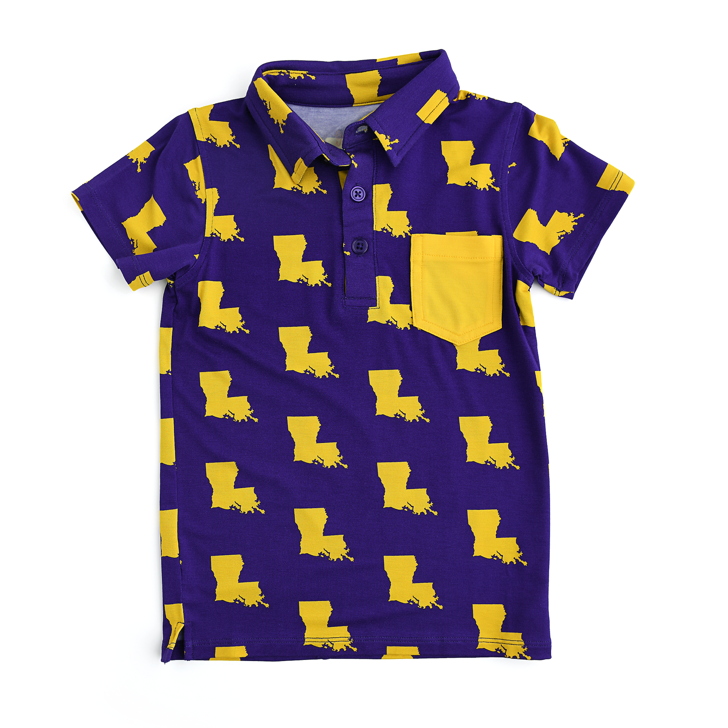 Boys Shirt Polo Louisiana Purple & Gold