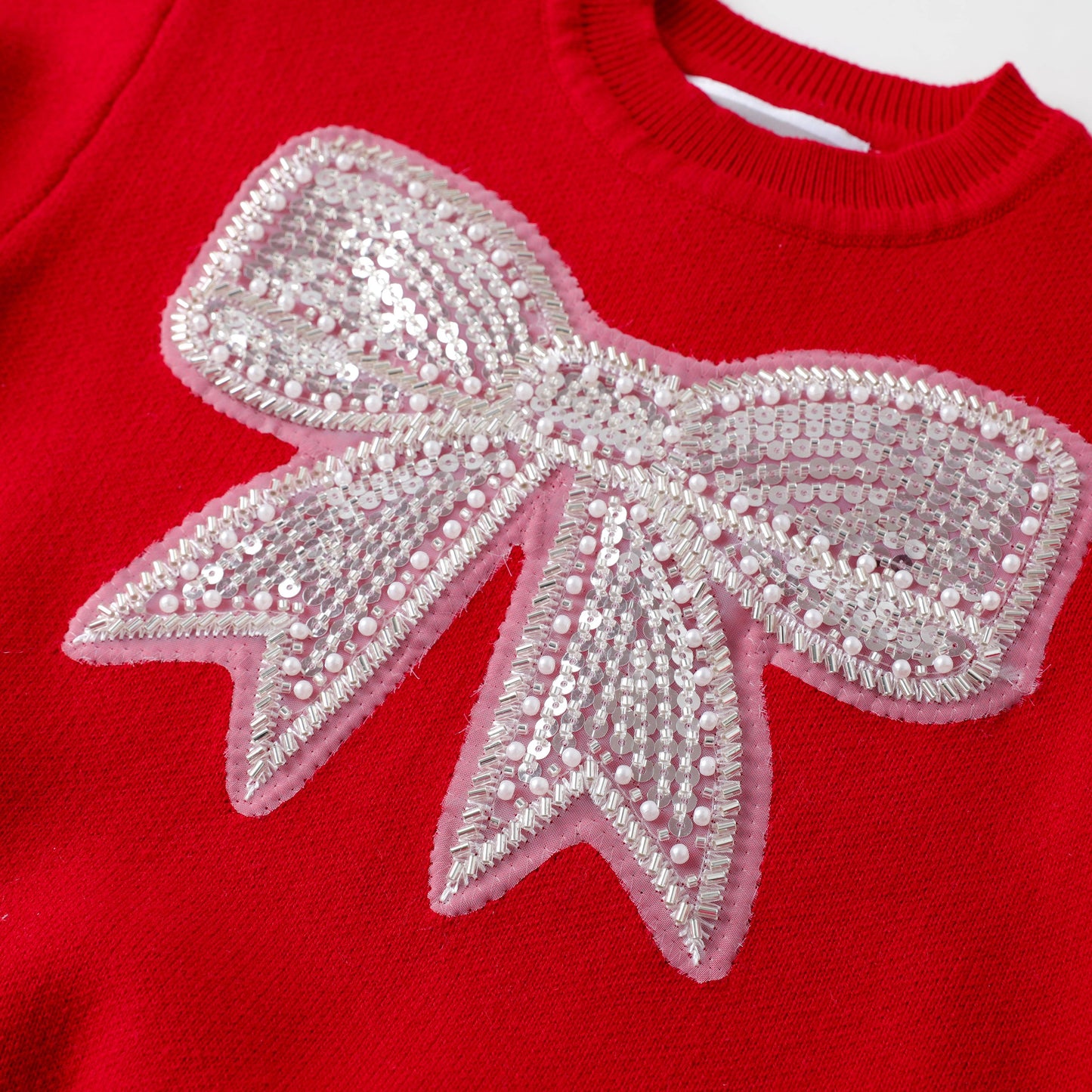 Sparkle Bow Sweater - Red