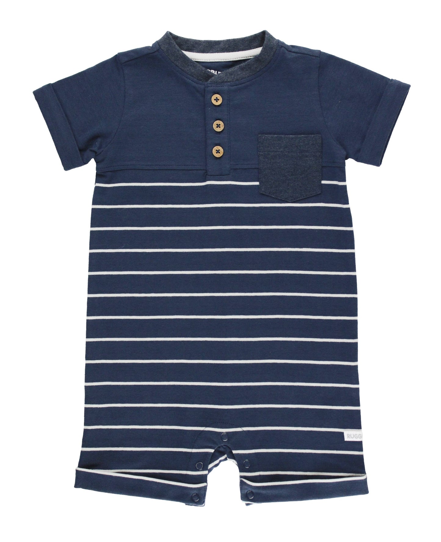 Boys Navy/Gray Stripe Henley Romper
