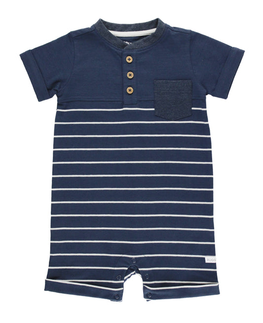 Boys Navy/Gray Stripe Henley Romper