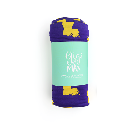 Bamboo Swaddle Blanket Louisiana Purple & Gold