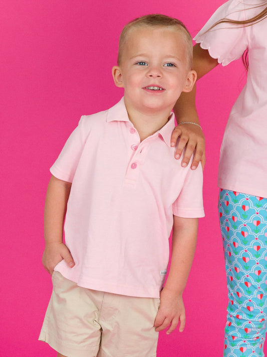 Boys Pink Short Sleeve Polo