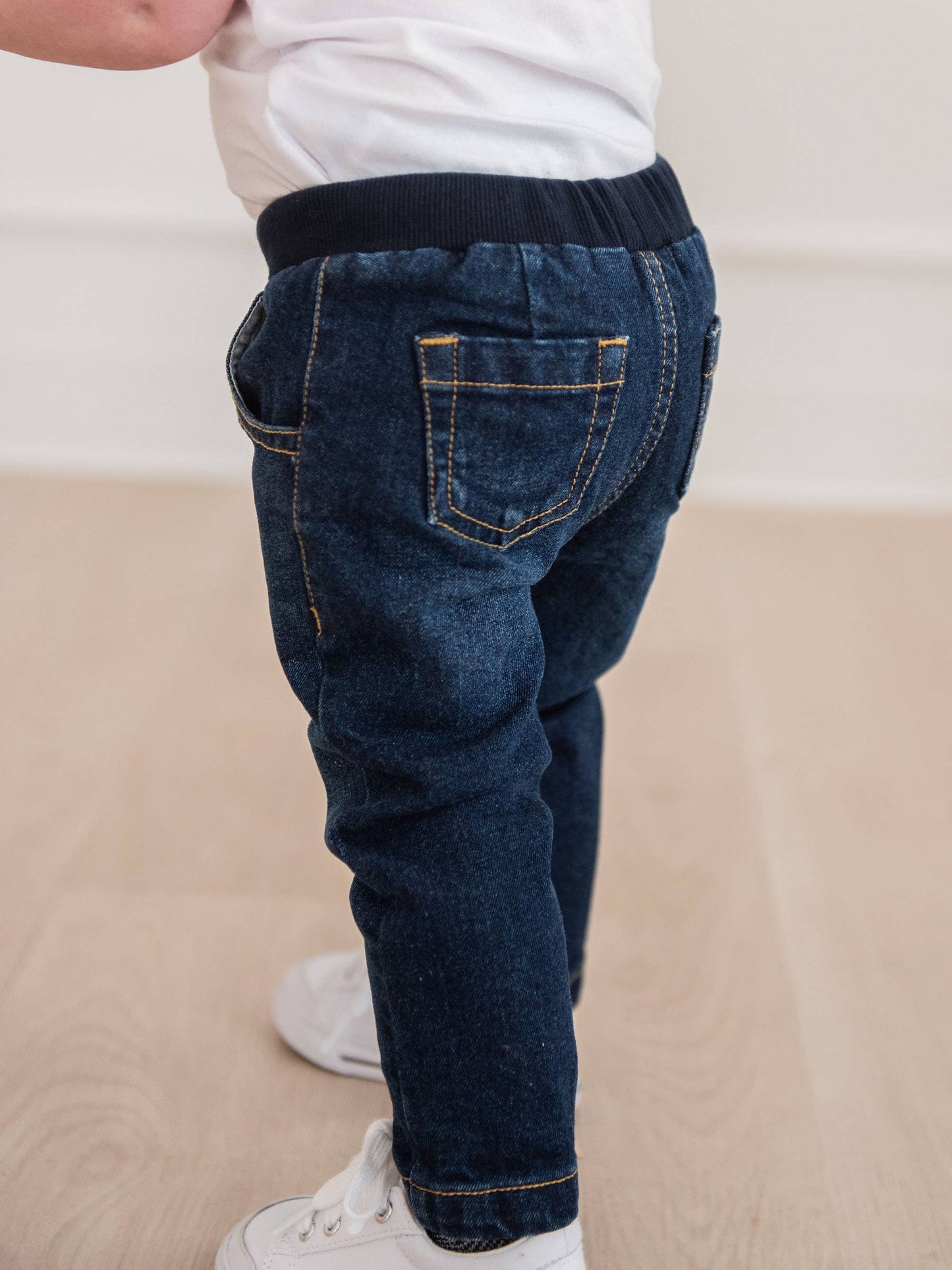 Boys Medium Wash Denim Stretch Denim Pull-on Jeans