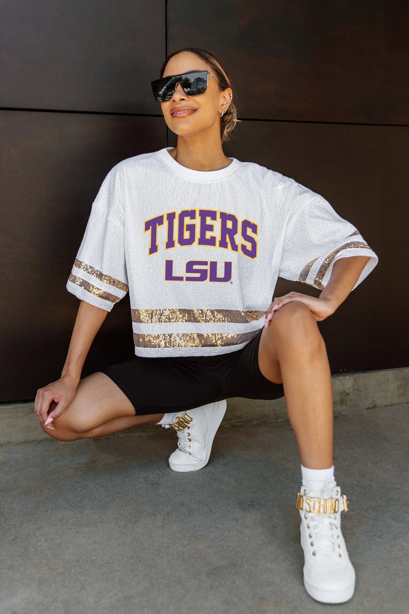 LSU Full Sequin Cropped Jersey