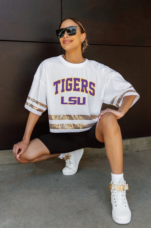 LSU Full Sequin Cropped Jersey